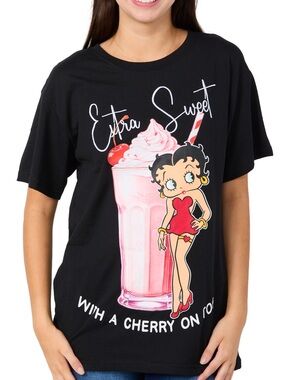 Betty Boop T-shirt Junior size Medium Graphic & Embroidered “Extra Sweet”    S/S